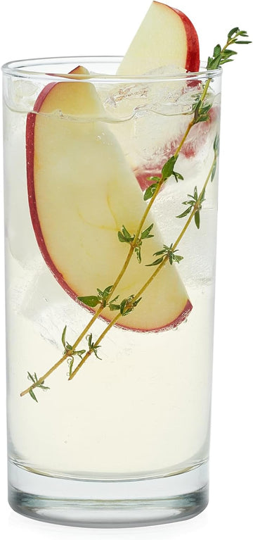 Heavy Base Drinking Glasses Set of 8, 15.5 Oz Elegant, Weighted Clear Water Glasses, Dishwasher Safe Glass Cups Set