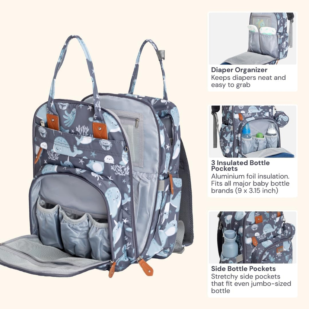 Diaper Bag Backpack - Baby Essentials Travel Tote - Multi Function Water Resistant Diaper Bag, Travel Essentials Baby