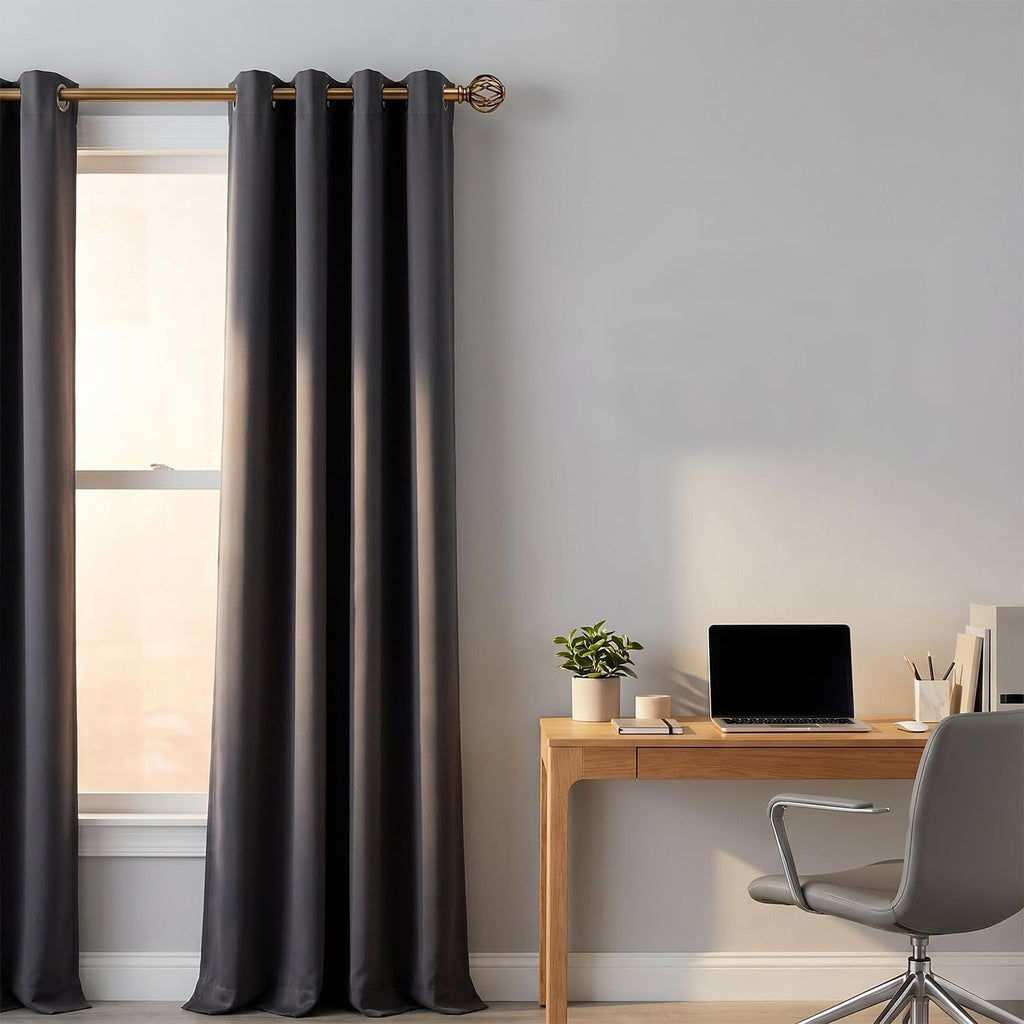 Brass Curtain Rods for Windows 18 to 86 inch, 1 Inch Adjustable Curtain Rod, Heavy Duty Window Curtains Rod for