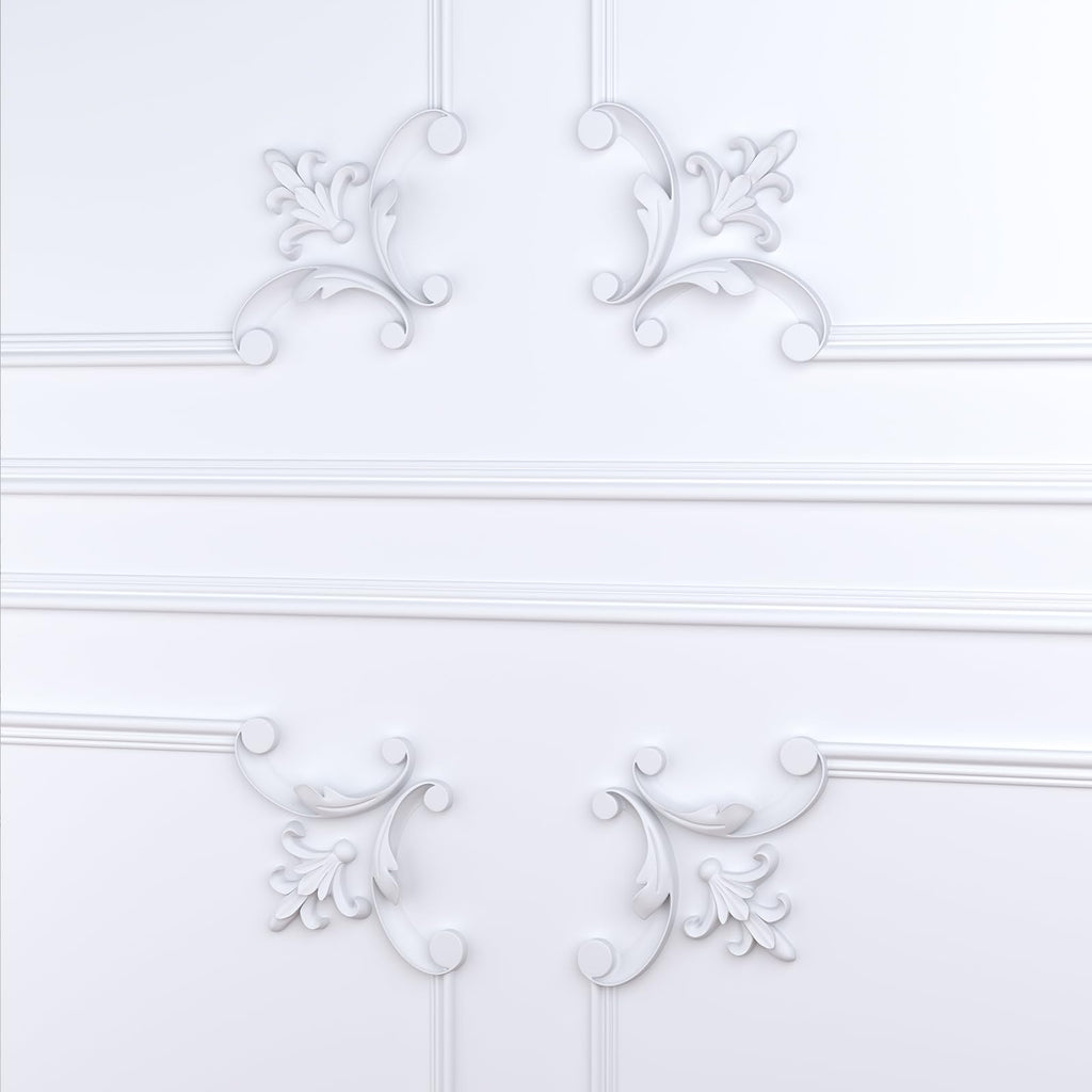 4pcs Corner Wall Molding, French Wainscoting Panel, Fleur De Lis