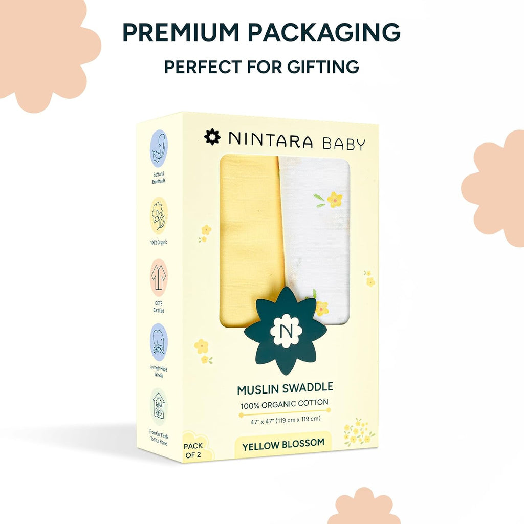 Muslin Swaddle Blankets for Newborns - Pack of 2