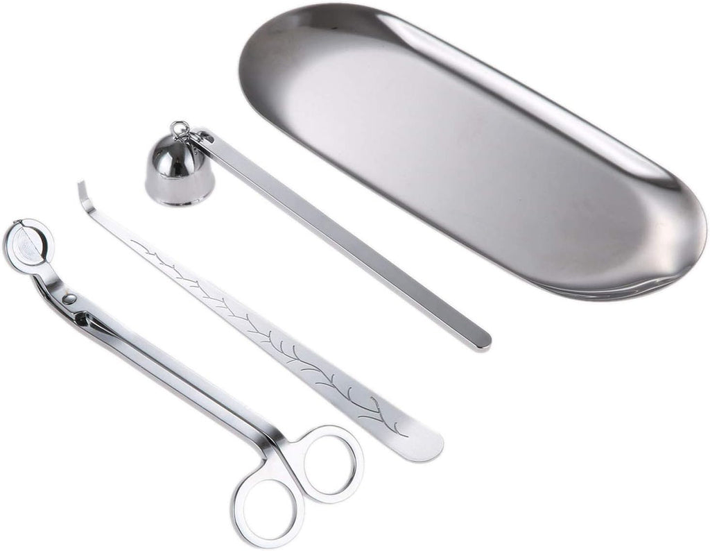 4-in-1 Stainless Steel Candle Care Kit for Candle Lovers, Silver - Set of 4