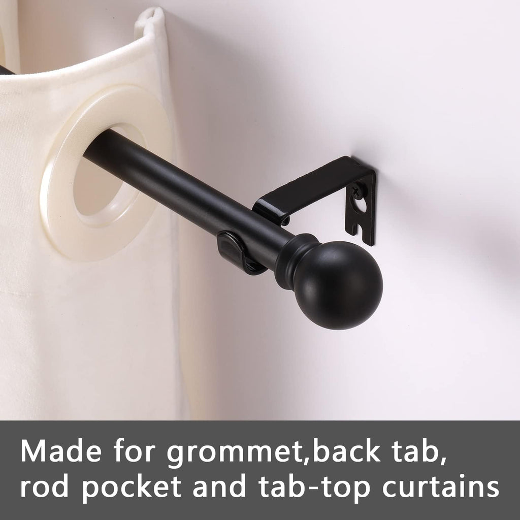 Curtain Rods for windows 28-78 inch, 5/8 inch Decorative Matte Black Splicing Heavy Duty Metal Curtain Rod set with