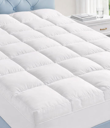 Full Cotton Mattress Topper, Extra Thick Pillow Top Mattress Pad | 100% Pure Cotton Surface, Cooling Plush Bed Cover