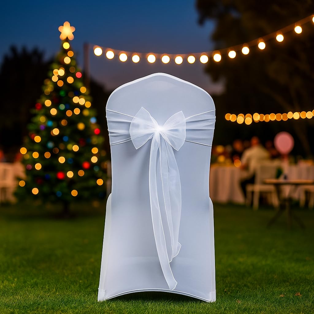 Organza Chair Bow/Sash, 25 Count, White