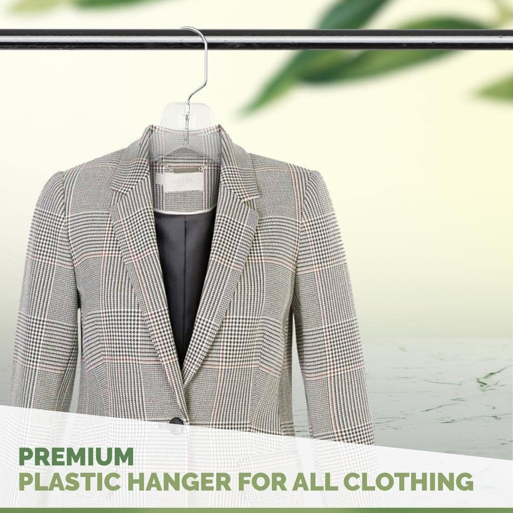 TM Clear Plastic Hangers 12 Pack Durable Plastic Shirt Hangers