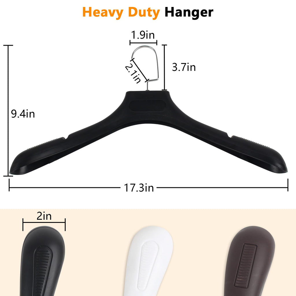Suit Hangers for Men 15 Pack, Extra Wide Suit Hanger Non Slip Width 17.7", Thick Plastic Coat Hangers Black with