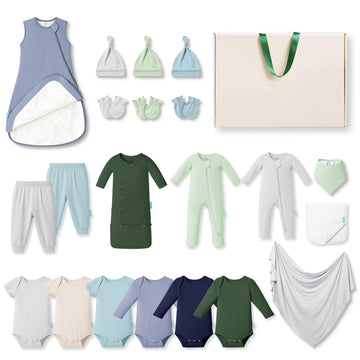 Bamboo Newborn Clothes Gift Set: 21-Piece Deluxe Baby Boy Clothes Set, Premium Baby Layette Set, Infant Clothing