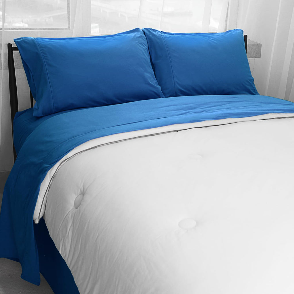 Deep Pocket Full Size Sheet Set, 4PC Microfiber Full Flannel Sheet Set, 16" Deep-Pocket Bedding Sets Full