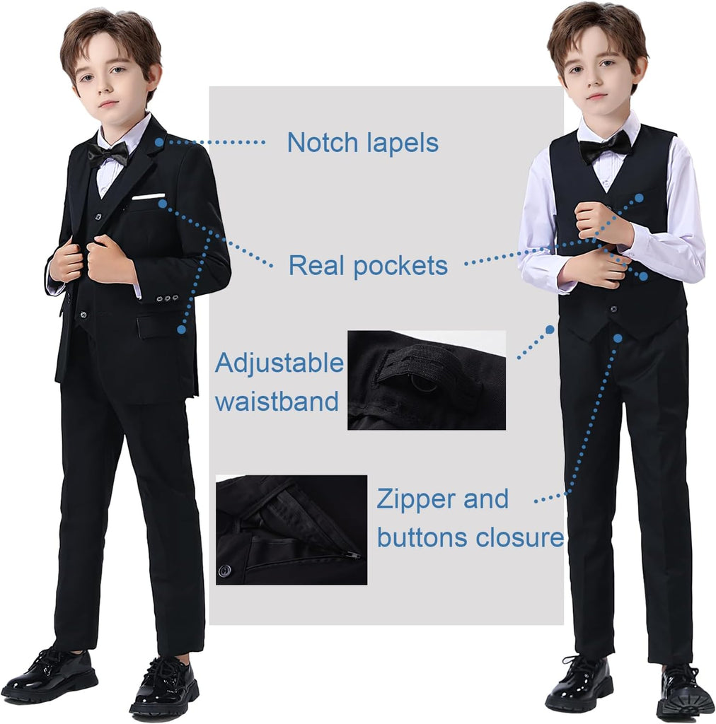Boys Tuxedo Suit for Kids Wedding Prom Formal Dress Clothes Toddler Tux Set