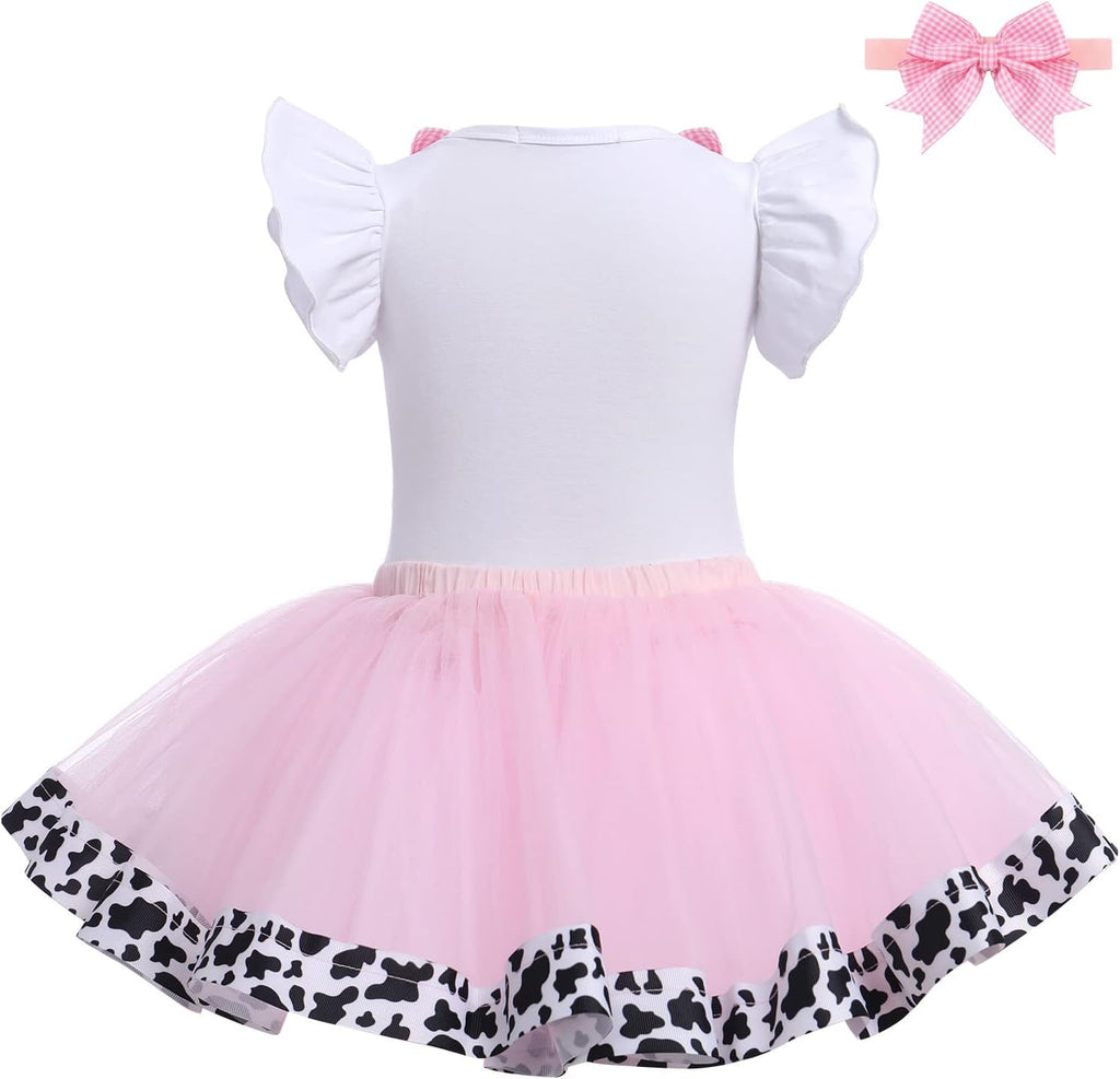 Baby Girl 1st Birthday Outfit Farm Cow Ladybug Romper Tutu Skirt Headband Christmas Bee Cake Smash Photo Shoot Clothes