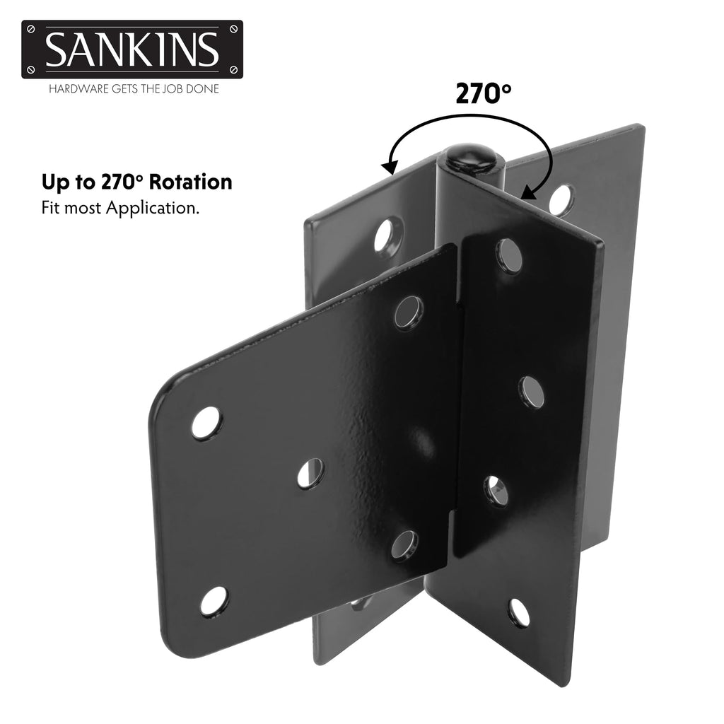 3-1/2" Heavy Duty Gate Hinges, Black Iron Door Hinges with Screws, Durable Gate Strap Hinges for Wooden Fences Gate
