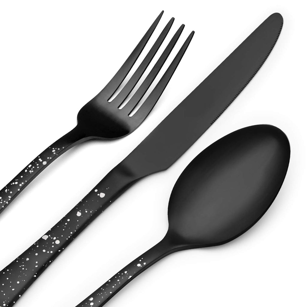 Matte Black Silverware Set, Stainless Steel Flatware Set, 20-Piece Tableware Cutlery Set Service for 4, Satin Finish