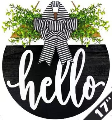 17 inch Rustic Welcome Sign with Bow and 3D Letters for Front Door