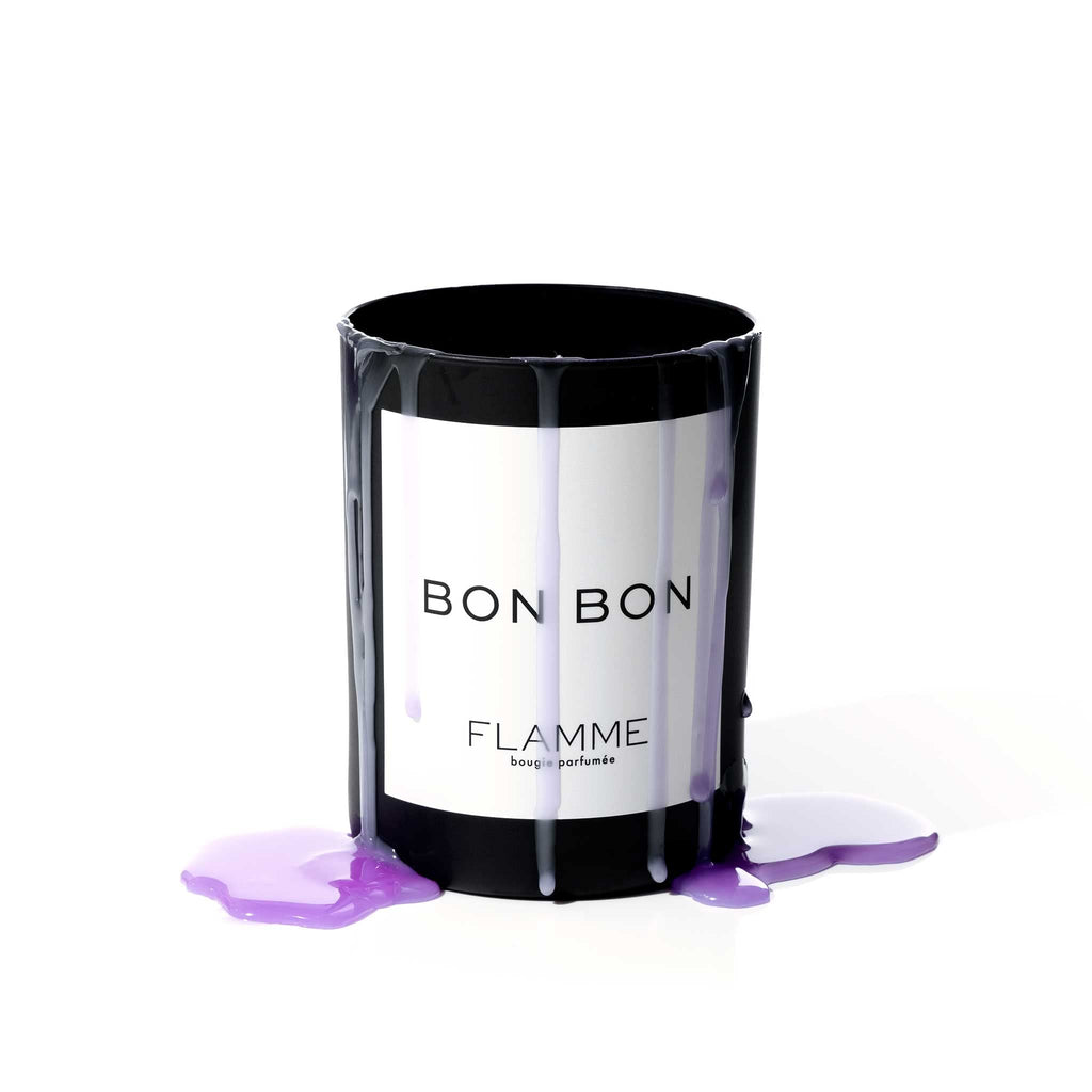 Bon Bon | Macaron & Milk Musk Scent | 10 oz | 60 Hour Burn Time | Luxury Candle with Colored Wax | All Natural Soy