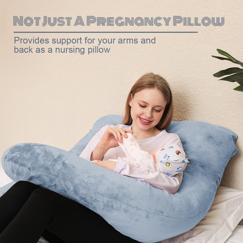 Pregnancy Pillows - U Shaped Maternity Pillow for Pregnant Women with Velvet Removable Cover - 55 inch Pregnancy