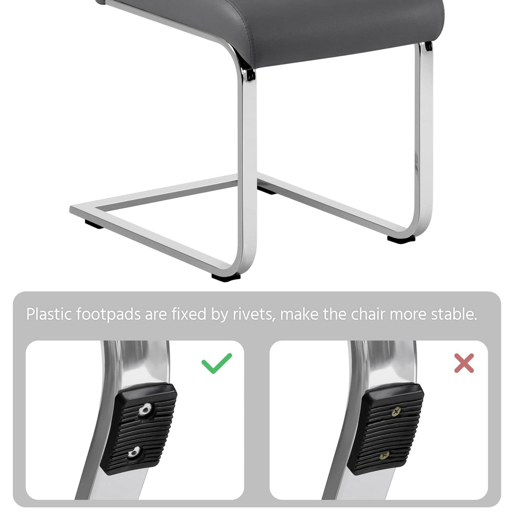 Set of 4 High Back Modern Kitchen Chairs Dark Gray