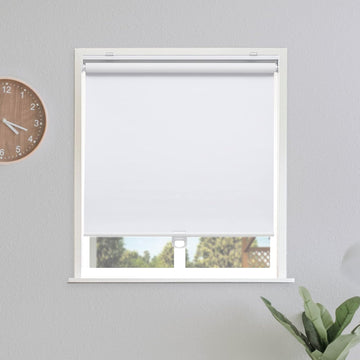 Blackout Cordless Roller Shades Blinds, White | Blackout Fabric UV Thermal Insulated,Spring System For Windows