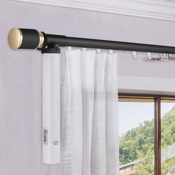 Motorized Curtain Single Poles to Remote Control, Extra-Thick Aluminum Alloy Slide Downward Electric Curtain Rod