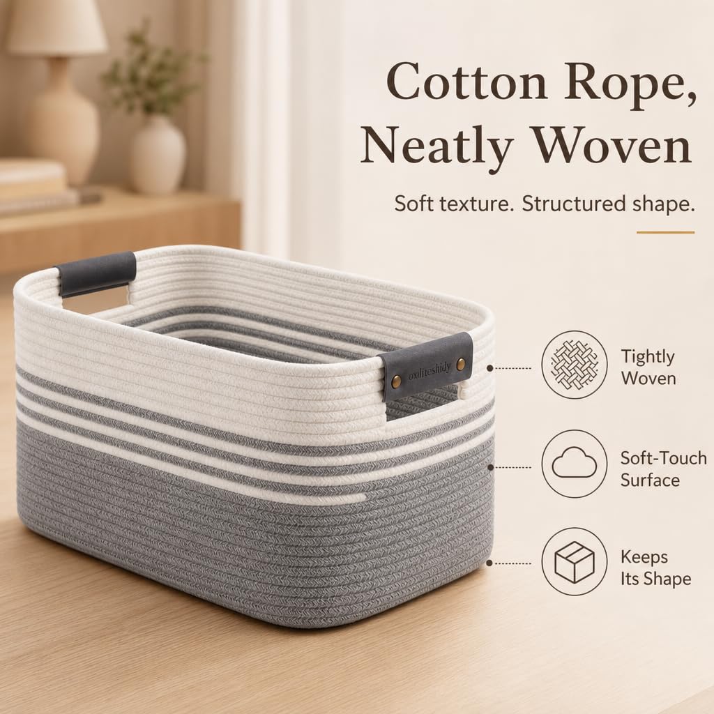 Cotton Rope Laundry Basket Extra Large, 22.8GAL Collapsible Woven Storage Baskets Kids Toys Stuffed Animal,Boho