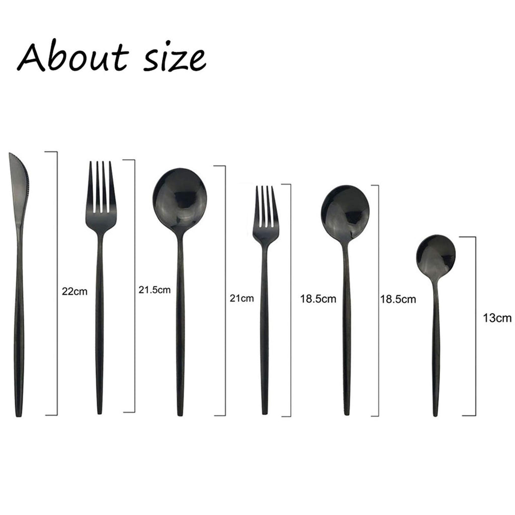 Silverware Set, Mirror Polished Black Flatware Cutlery Set Service for 4, Shiny Finish 24 Pieces Stainless Steel