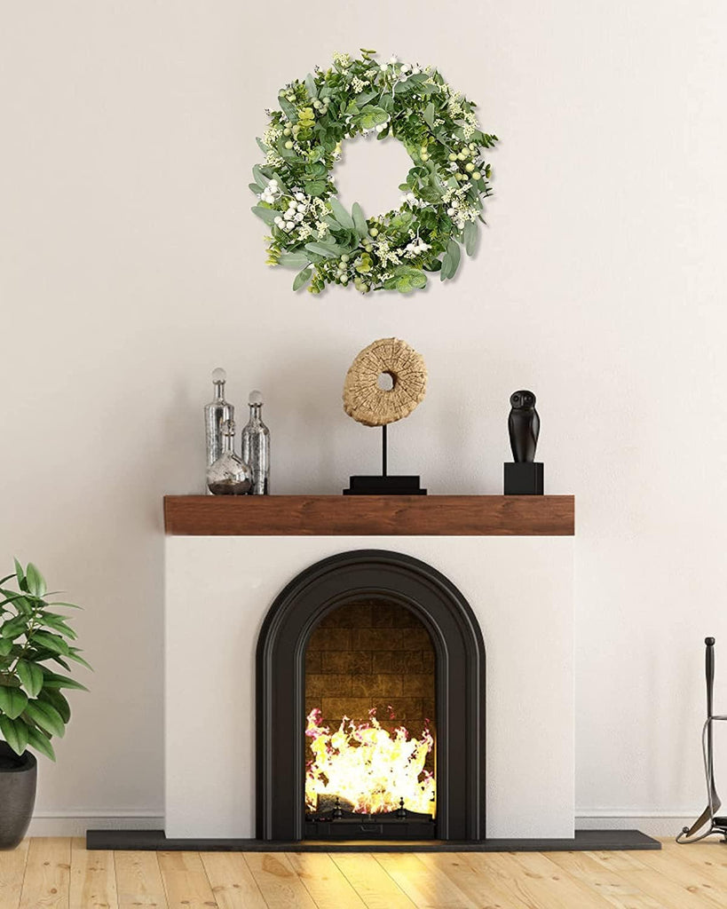 Artificial Spring Summer Christmas Greenery Wreaths for Front Door Green Eucalyptus Leaf Wreath Decor Boxwood
