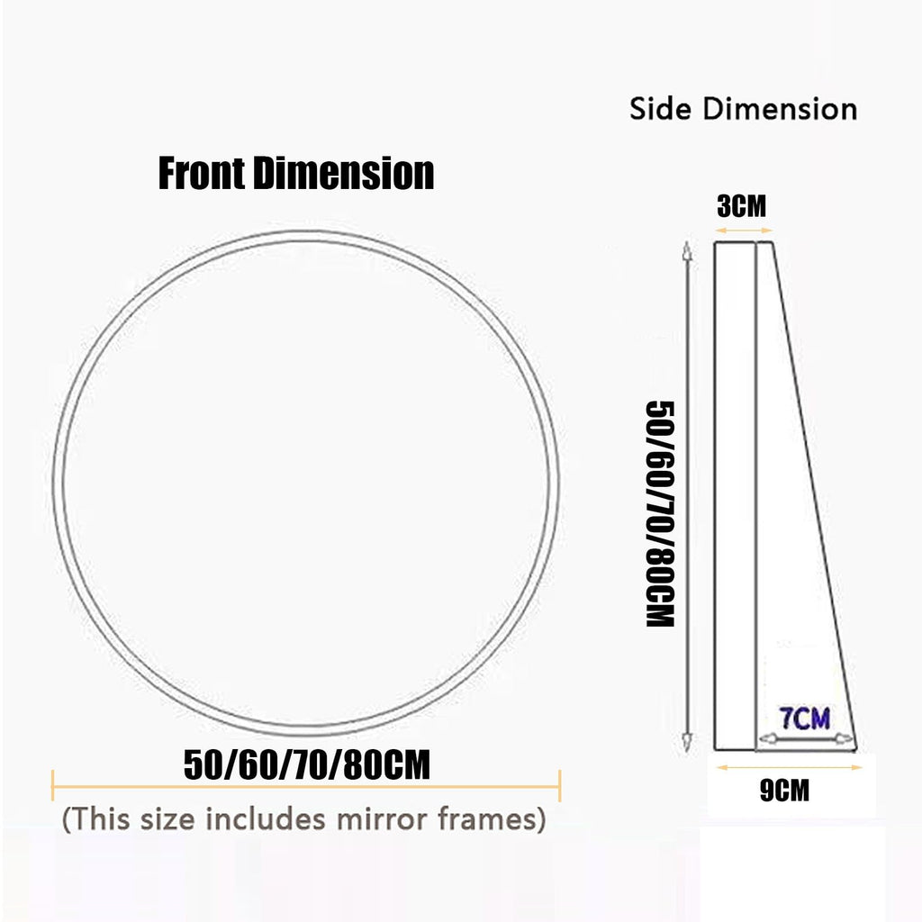 Wood Frame Lighted Mirror with Anti-Fog, Round LED Bathroom Mirrors, Wall Mirror with Shelf, Illuminated Makeup