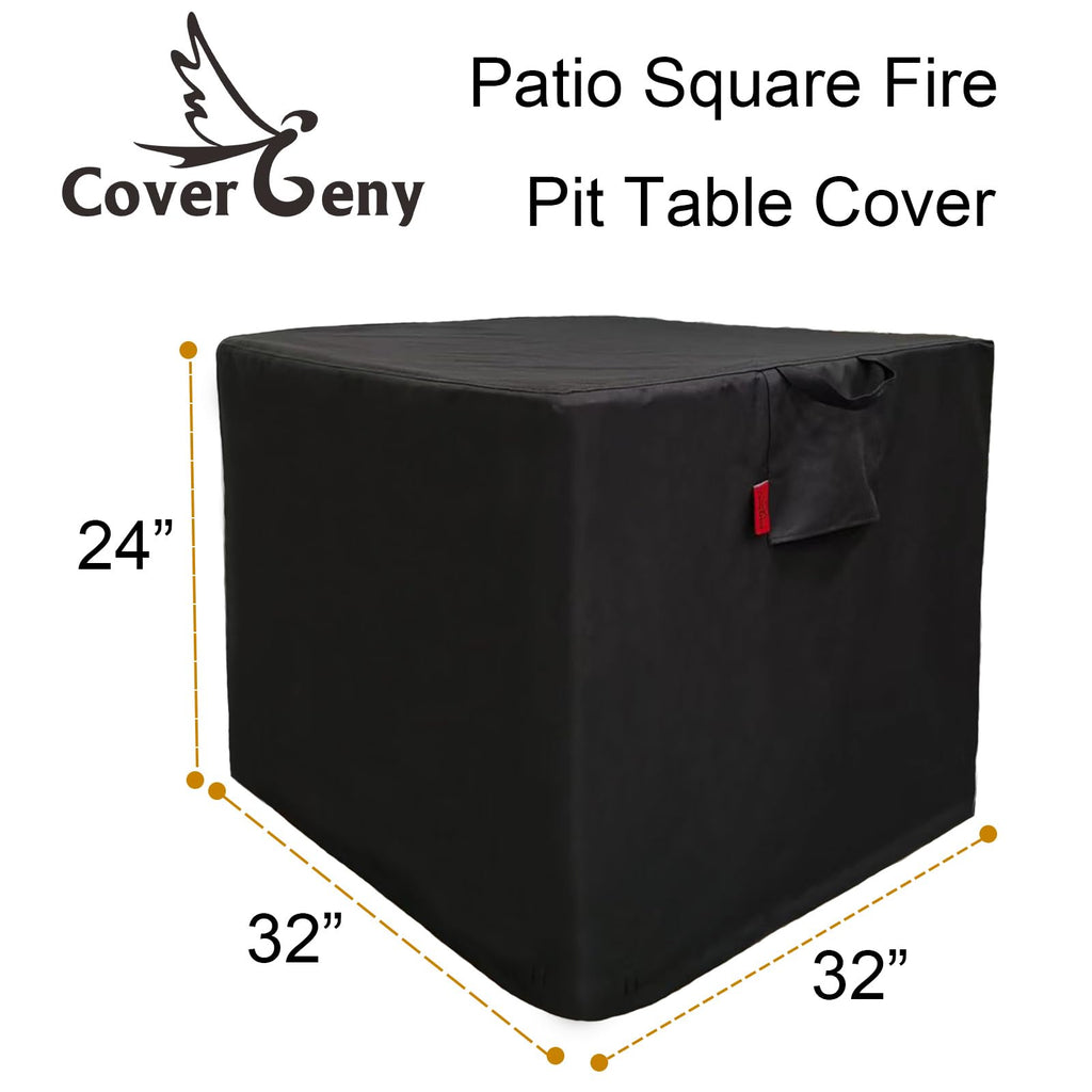 Outdoor Waterproof Patio Durable Fire Pits Cover, Fits for Ciays, Yaheetech, OutVue Square Gas Fire Table, 600D Heavy
