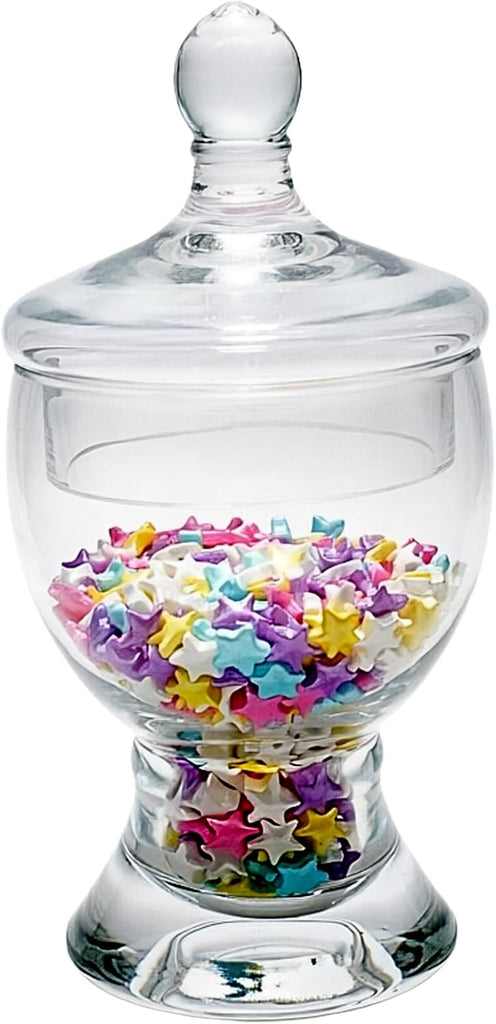 Clear Glass Apothecary Jar with Lid, Pedestal Base, Decorative Storage Jars Candy Buffet Container (Style C)