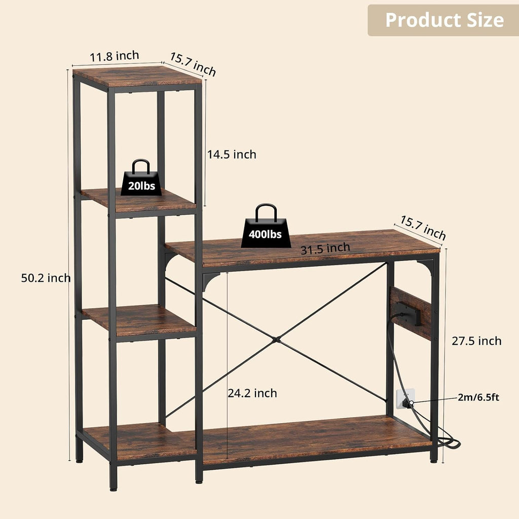 20-29 Gallon Fish Tank Stand with Power Outlet, Aquarium Stand, Brown