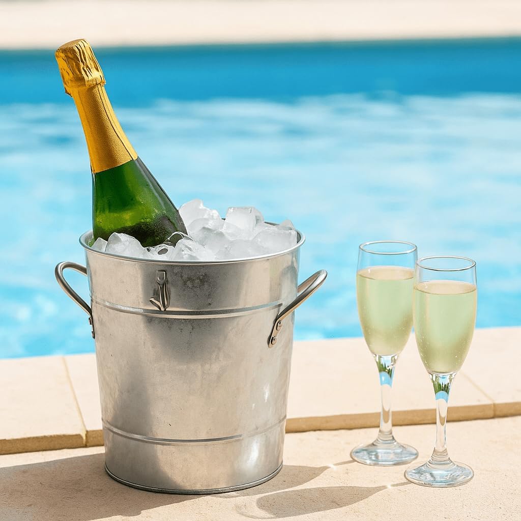 4 Liter Ice Bucket with Scoop and Lid, Double Walled Insulated Ice Bucket for Parties, Cocktail Bar, Wine Chiller