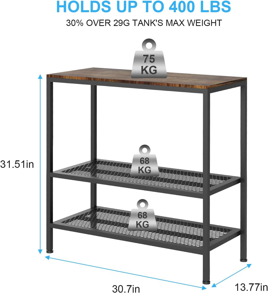 20-29 Gallon Fish Tank Stand, 3-Tier Adjustable Large Aquarium Stand, Metal Reptile Breeder Turtle Terrarium Rack