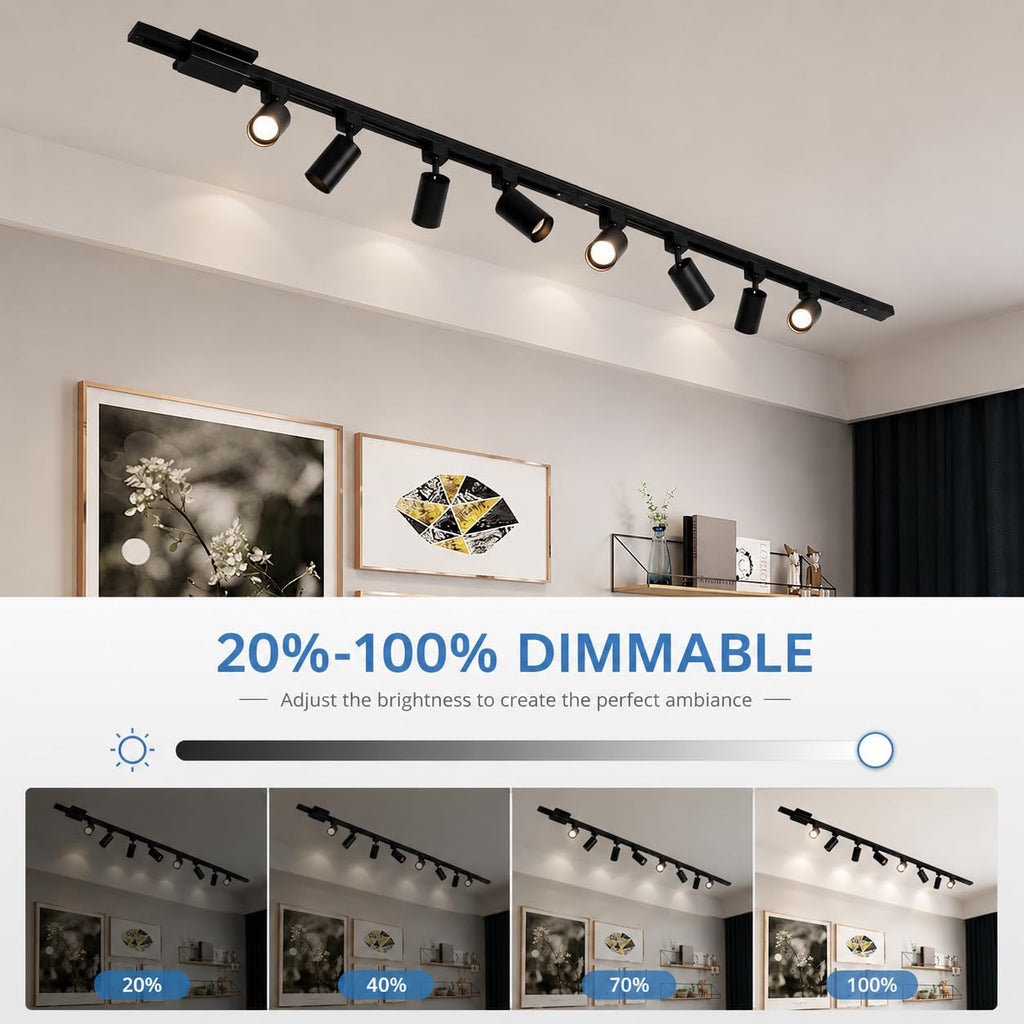 LED Track Lighting Kit with 6.6FT H Track Lighting Rails & Canopy Connector, GU10 Dimmable Track