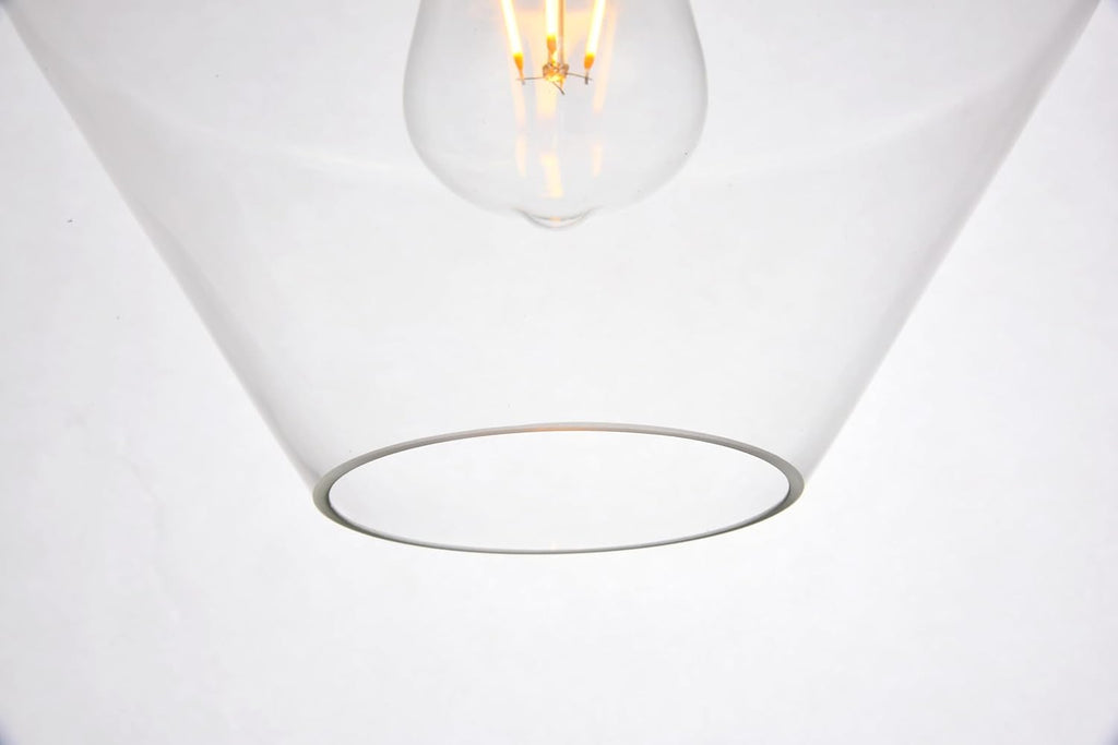 10" Pendant Light, Iron and Glass, Black