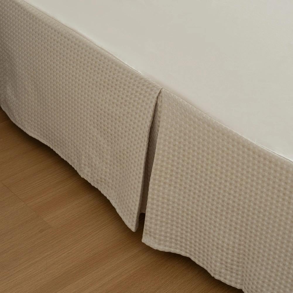 Bed Skirt King Size, 18 Inch Drop with Split Corners, Beige