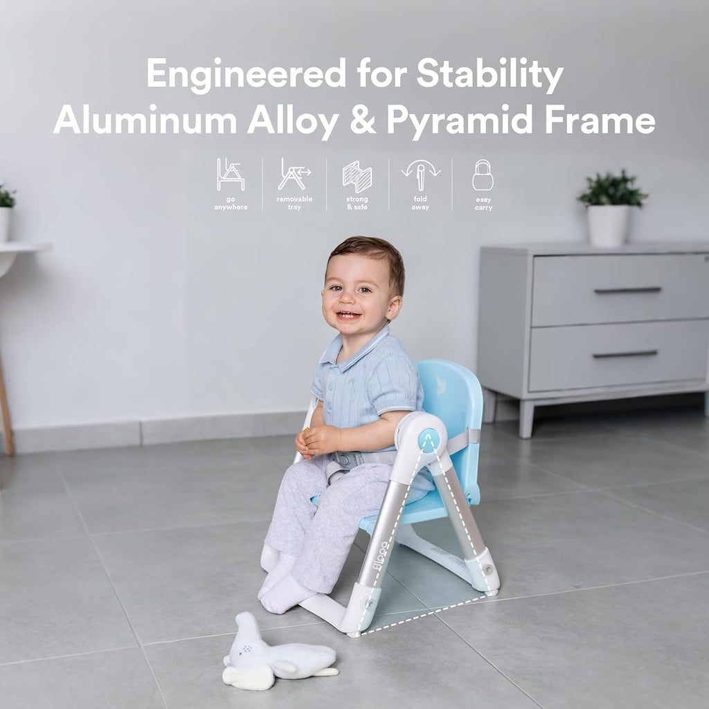3-in-1 Toddler Booster Seat Chair & Dining Table with Removable Tray and Safety Straps, Portable& Foldable Babies