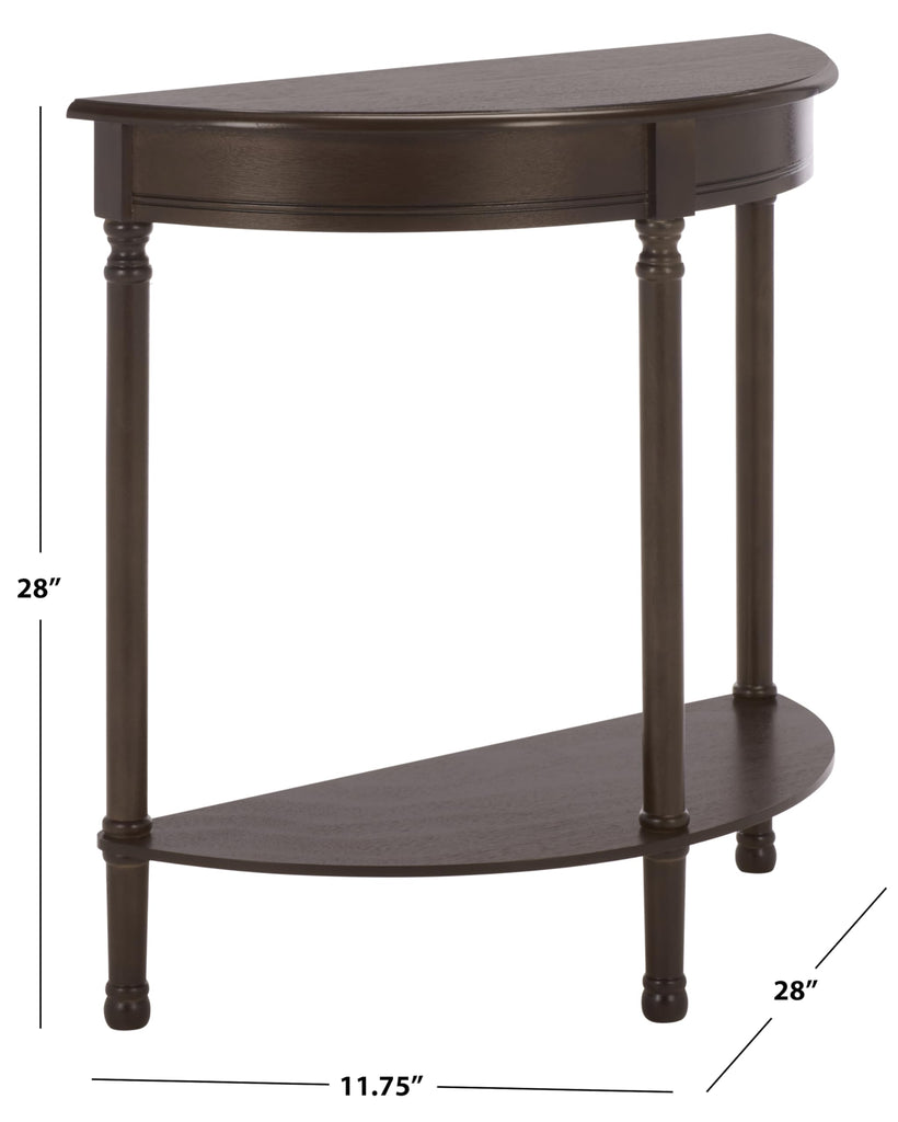 Tinsley Half-Round Console Table - Dark Chocolate - Solid Wood - Farmhouse Demilune Design - Ideal, 28"