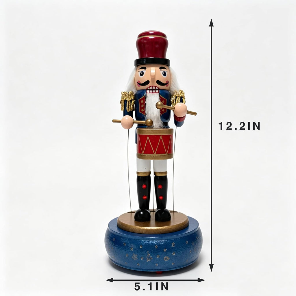 Christmas Nutcracker Ornaments Wooden Nutcrackers Music Box for Christmas(Blue)