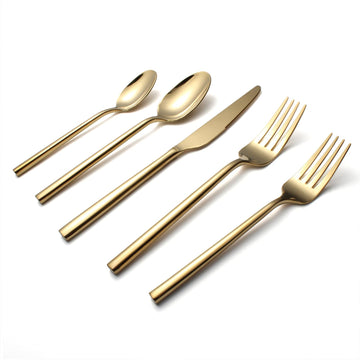 Gold Silverware Set, 20-Piece Flatware Cutlery Set Service for 4, Heavy Duty Titanium Coating Modern Design, 18/0