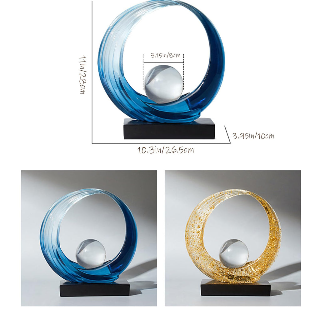 Origami Compact Blue Wave Resin Origami Statue Modern Abstract | Casa Home Living