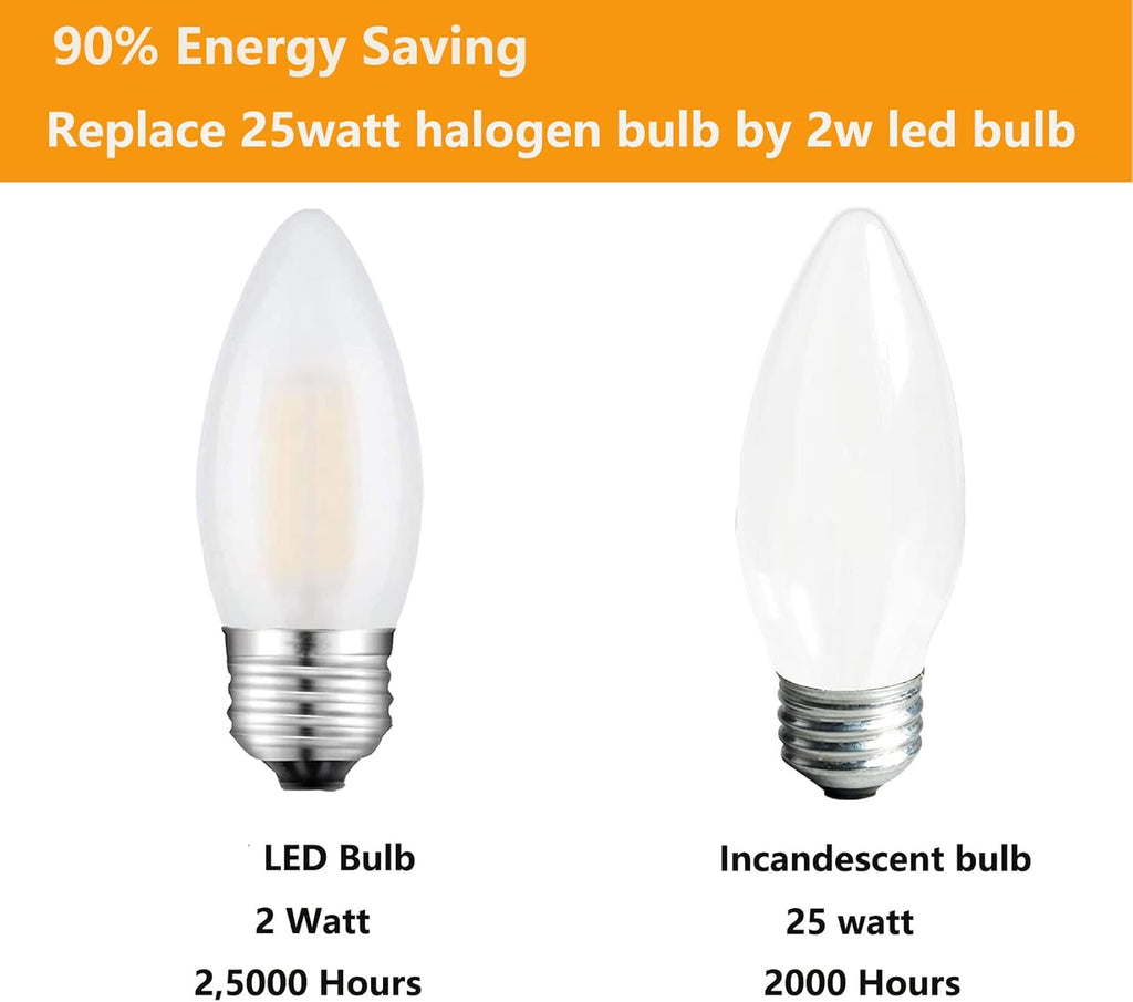 E26 Candelabra Bulb Frosted 25 Watt Light Bulbs Warm White 2700K