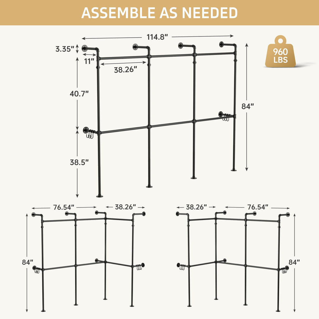 Wall Mounted Closet System, 6 Hanging Rods