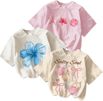 Girl's Graphic Tees Crewneck Summer T Shirt Tops Cute Clothes