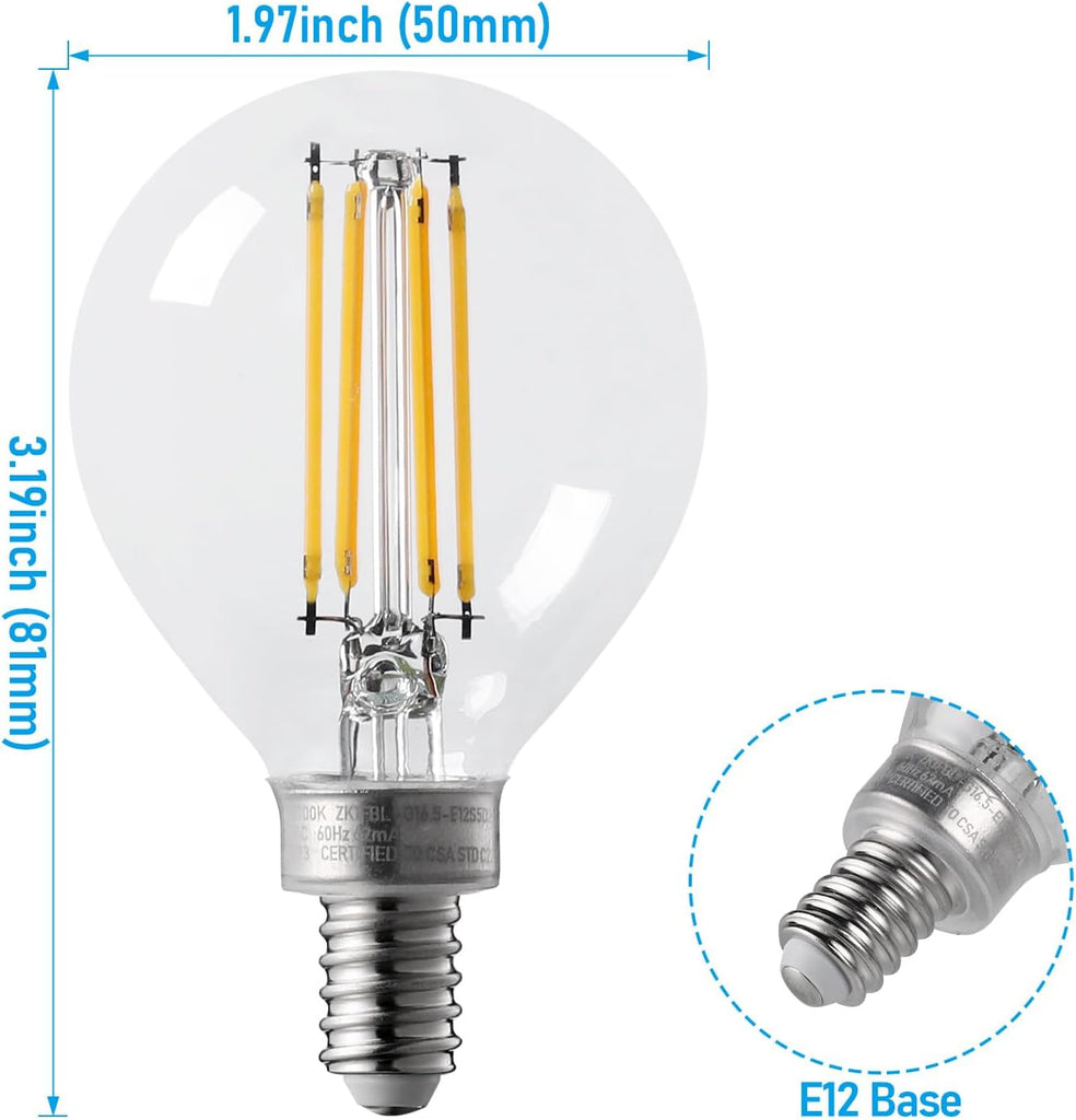 Dimmable G16.5 LED Light Bulbs, Clear Glass, 2700K