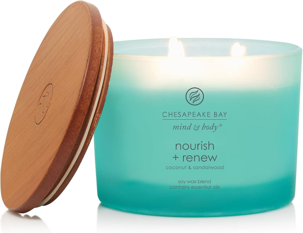 Mind & Body 3-Wick Coffee Table Jar Candle Nourish + Renew (Coconut & Sandalwood) - Set of 11
