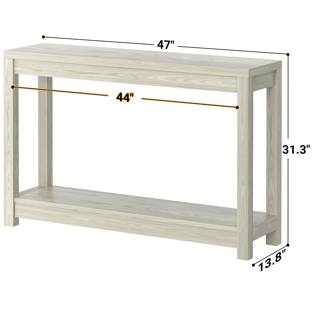 47" Farmhouse Wood Entryway Table Narrow Console Table with Storage Behind Couch Sofa Table with Shelves Entry Way