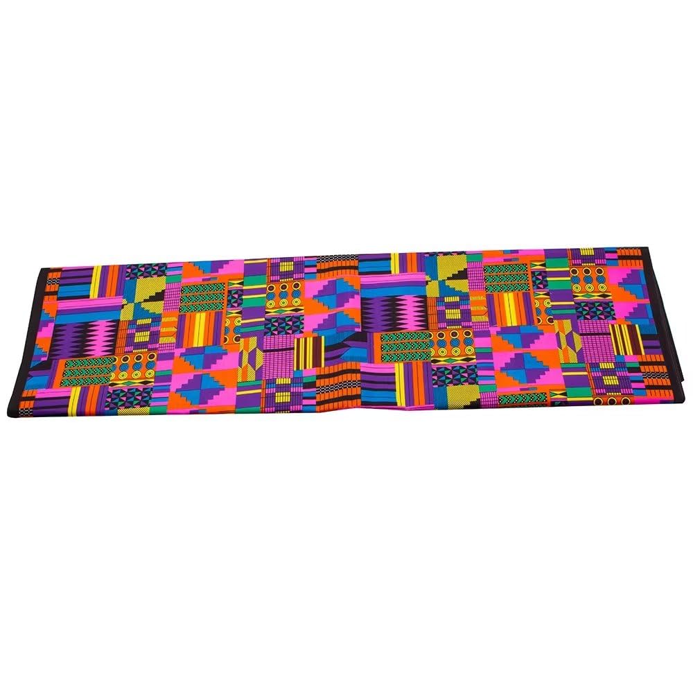 6 Yards Kente African Fabrics Bright Color Polyester African Cloth by Yard Ankara Fabric Sewing for Crafts
