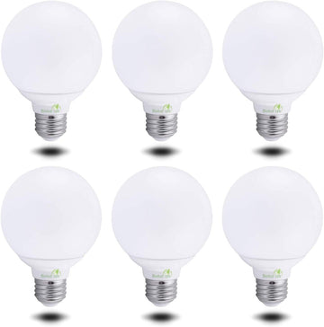 G25 Globe Vanity Light Bulbs, 40W Equivalent, 2700K Warm White, 90 CRI, 450 Lumens, Flicker Free Dimmable Bulbs