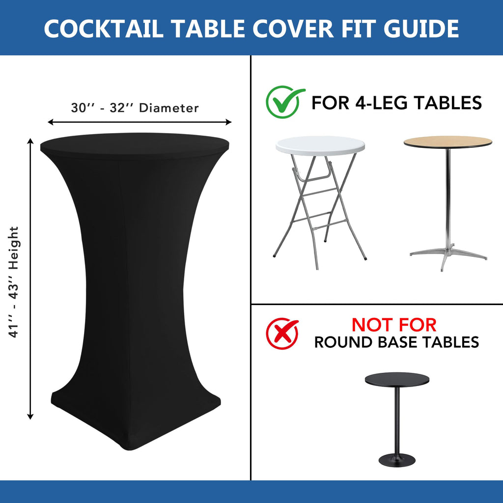 Cocktail Table Covers-Black Spandex Round High Top Table Cloths Party