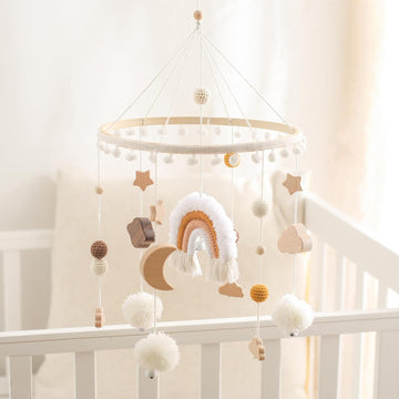 Baby Crib Mobile for Boys Girls Rainbow Nursery Mobile Gender Neutral Hand-Crocheted Mobile Ceiling Mobile - Rainbow
